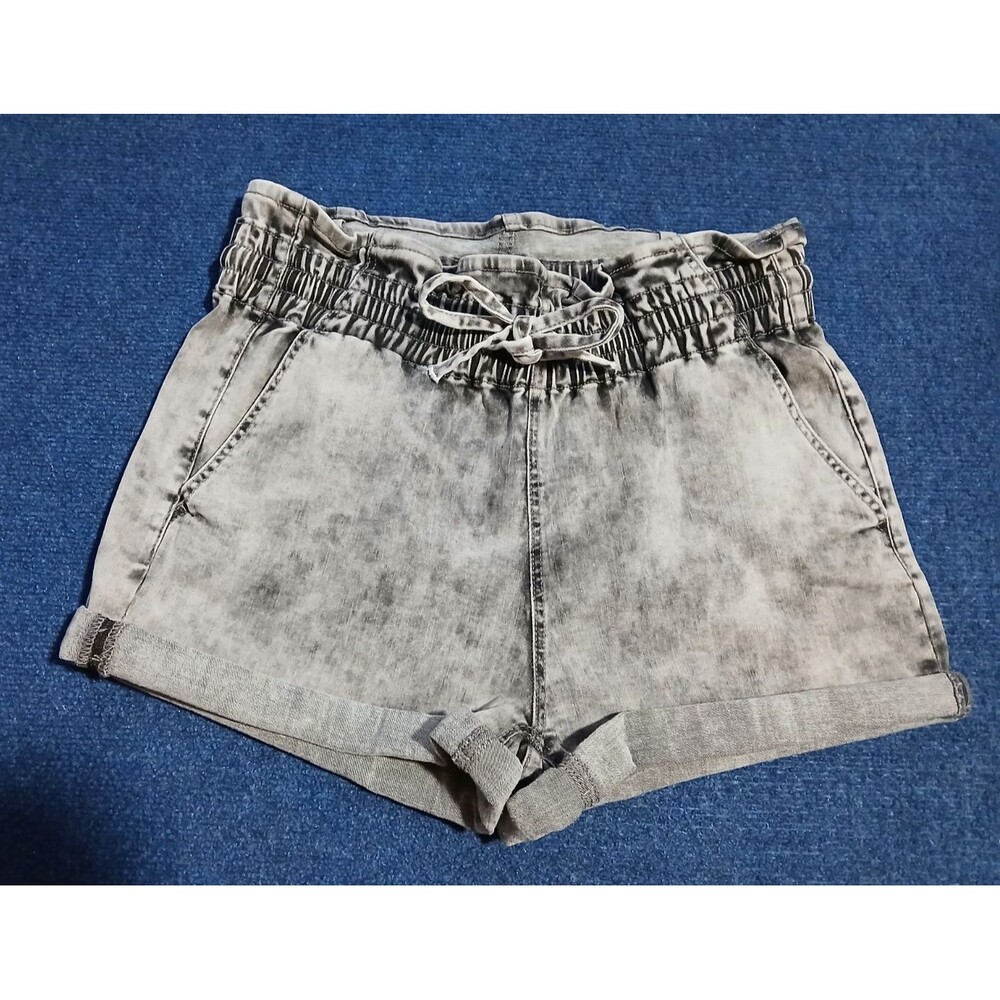 YMI Dream Authentic Denim Black Acid Washed Cuffed Hem Shorts LARGE